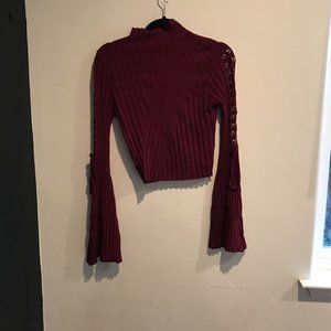 Fashion Nova Size L Long Bell Sleeve Crop Top